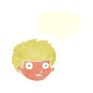 cartoon happy boy&#039;s face with speech bubble N19