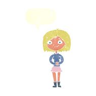 cartoon happy woman with speech bubble N244