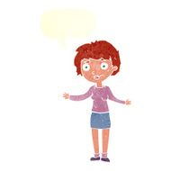 cartoon confused woman with speech bubble N82