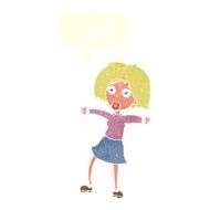 cartoon surprised woman with speech bubble N231