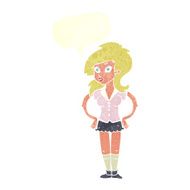cartoon pretty woman with speech bubble N269