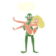 cartoon monster carrying woman