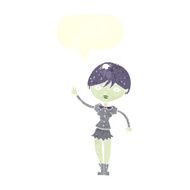 cartoon vampire girl waving with speech bubble N10