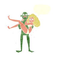 cartoon woman and monster
