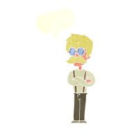 cartoon hipster man with mustache and spectacles speech bub N10