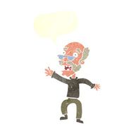 cartoon frightened old man with speech bubble N32