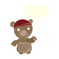 cartoon teddy bear wearing hat with speech bubble N2