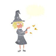 cartoon witch casting spell with speech bubble N19