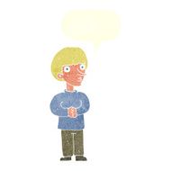 cartoon nervous man with speech bubble N132