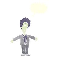 cartoon happy vampire with speech bubble N37