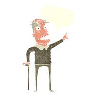 cartoon old man with walking stick speech bubble N8