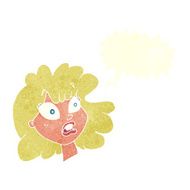 cartoon shocked female face with speech bubble N10