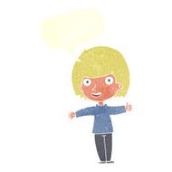 cartoon happy woman with speech bubble N246