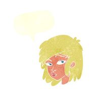 cartoon curious woman with speech bubble N57