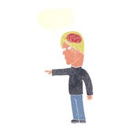 cartoon clever man pointing with speech bubble N9