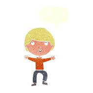 Cartoon happy boy with speech bubble N231
