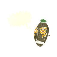 cartoon tribal mask with speech bubble N2