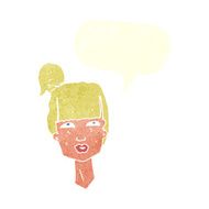 cartoon female head with speech bubble N10