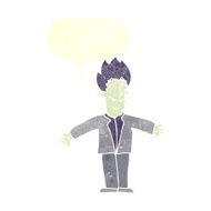 cartoon happy vampire with speech bubble N39