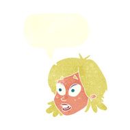cartoon female face with surprised expression speech bubble N19
