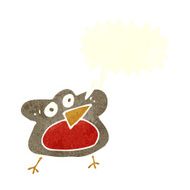 funny cartoon robin with speech bubble N10