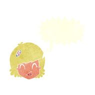 cartoon happy female face with speech bubble N171