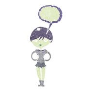 cartoon pretty vampire girl with speech bubble N29