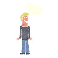 cartoon man shrugging shoulders with speech bubble N38