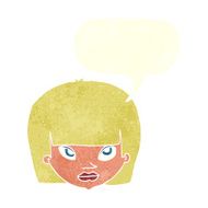 cartoon annoyed woman with speech bubble N176