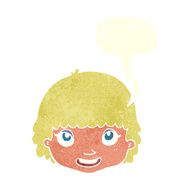 cartoon happy female face with speech bubble N172
