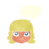 cartoon happy female face with speech bubble N173