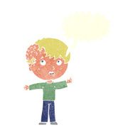 cartoon boy with growth on head speech bubble N38