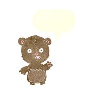 cartoon teddy bear with speech bubble N95