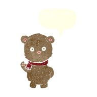cartoon teddy bear wearing scarf with speech bubble N14