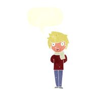 cartoon friendly man with speech bubble N18