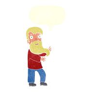 cartoon excited bearded man with speech bubble N9