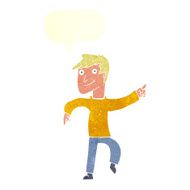 cartoon happy man pointing with speech bubble N58