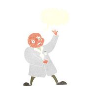 cartoon mad scientist with speech bubble N10