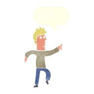 cartoon worried man pointing with speech bubble N30