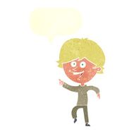 cartoon happy pointing man with speech bubble N19