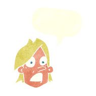 cartoon frightened face with speech bubble N10