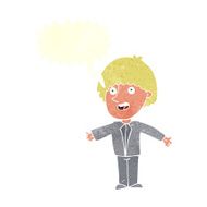 cartoon happy man with speech bubble N447