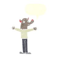 cartoon friendly werewolf with speech bubble N12