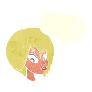 cartoon pretty female face pouting with speech bubble N10