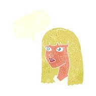 cartoon pretty girl with long hair speech bubble N10