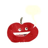 cartoon happy apple with speech bubble N9