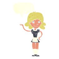 cartoon maid with speech bubble N39