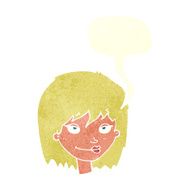 cartoon smiling woman with speech bubble N10