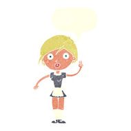 cartoon waitress making hand gesture with speech bubble N10