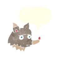 cartoon unhappy wolf with speech bubble N2
